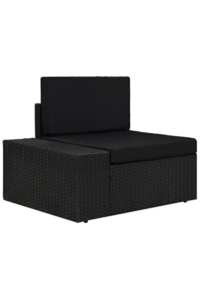 Concept Canapea de colț modulară cu cotieră dreapta, negru, poliratan