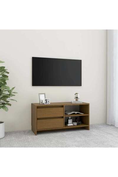 Concept Comodă TV, maro miere, 80x31x39 cm, lemn masiv de pin