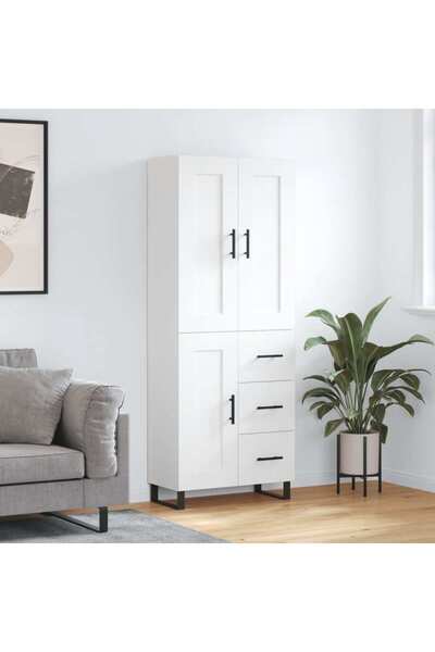 Concept Dulap înalt, alb, 69,5x34x180 cm, lemn compozit