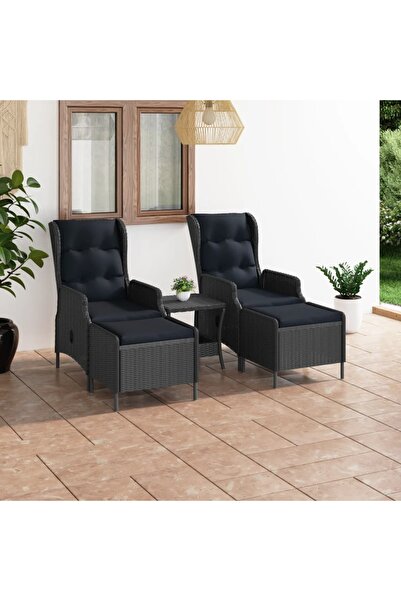 Concept Set mobilier de grădină cu perne, 3 piese, gri închis poliratan