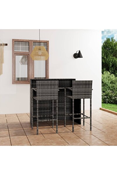 Concept Set mobilier de bar de grădină, 3 piese, gri