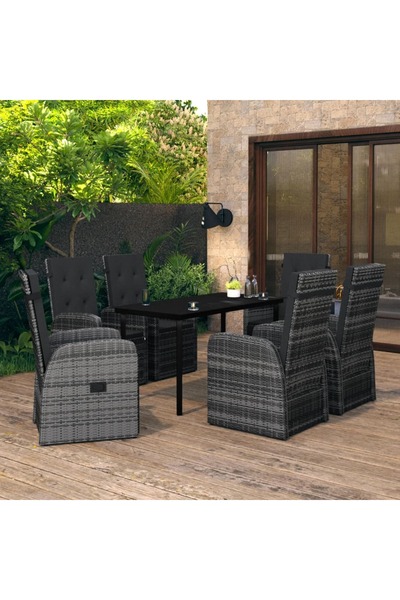 Concept Set mobilier pentru grădină cu perne, 7 piese, gri