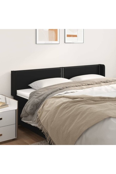 Concept Tăblie de pat cu aripioare negru 203x16x78/88cm piele ecologică