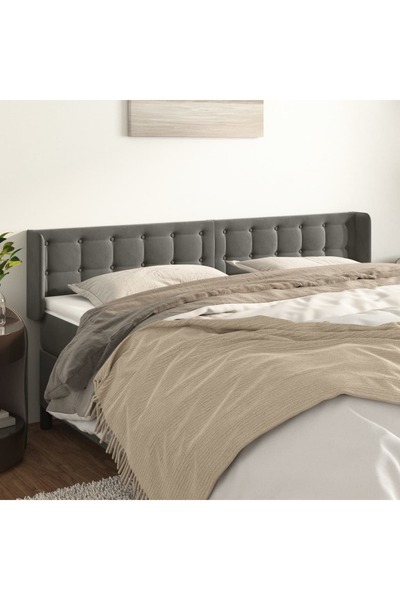 Concept Tăblie de pat cu aripioare gri închis 203x16x78/88 cm catifea