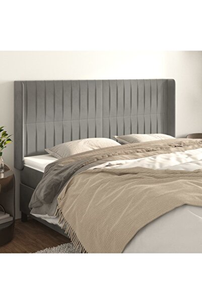 Concept Tăblie de pat cu aripioare gri deschis 163x16x118/128cm catifea