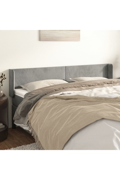 Concept Tăblie de pat cu aripioare gri deschis 203x16x78/88 cm catifea