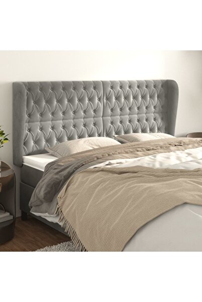 Concept Tăblie de pat cu aripioare gri deschis 203x23x118/128cm catifea