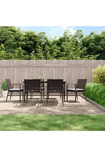 Concept Set mobilier de grădină cu perne, 7 piese, poliratan și oțel