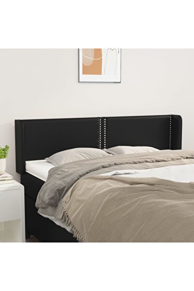Concept Tăblie de pat cu aripioare negru 147x16x78/88cm piele ecologică