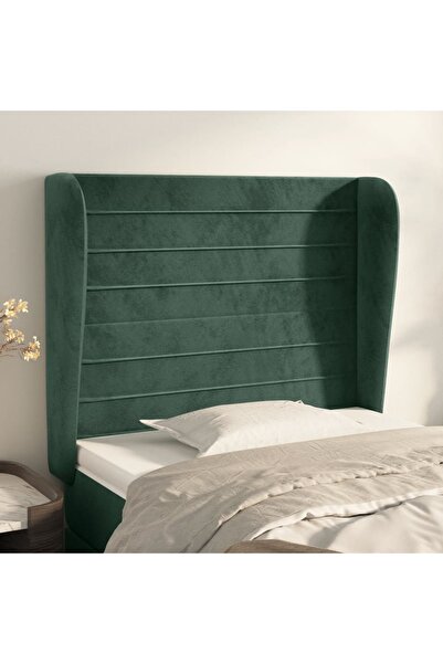 Concept Tăblie pat cu aripioare verde închis 83x23x118/128 cm catifea