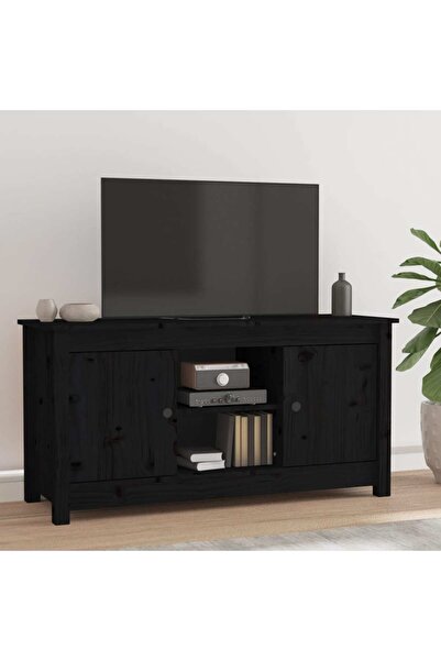 Concept Comodă TV, negru, 103x36,5x52 cm, lemn masiv de pin