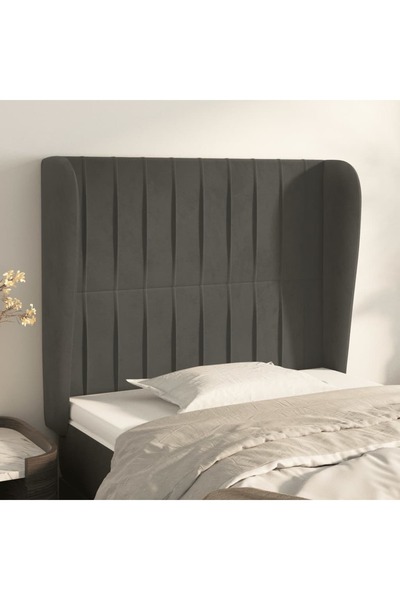 Concept Tăblie de pat cu aripioare gri închis 93x23x118/128 cm catifea
