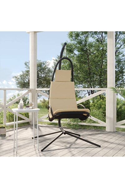 Concept Scaun balansoar grădină, cu pernă, crem, textil oxford și oțel