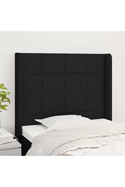Concept Tăblie de pat cu aripioare, negru, 83x16x118/128 cm, textil