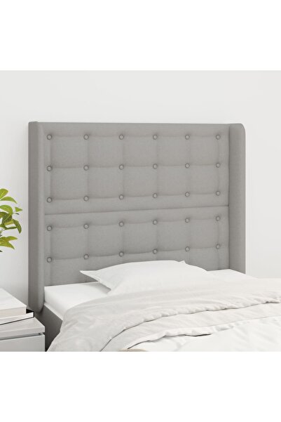 Concept Tăblie de pat cu aripioare gri deschis 93x16x118/128 cm textil
