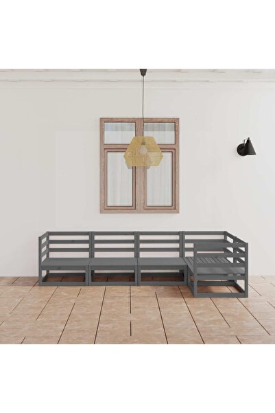 Concept Set mobilier de grădină, 5 piese, gri, lemn masiv de pin