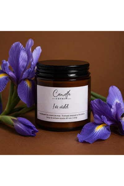 Candle Corner Iris violet – Lumânare parfumată din ceară de soia 100%, sticlă...