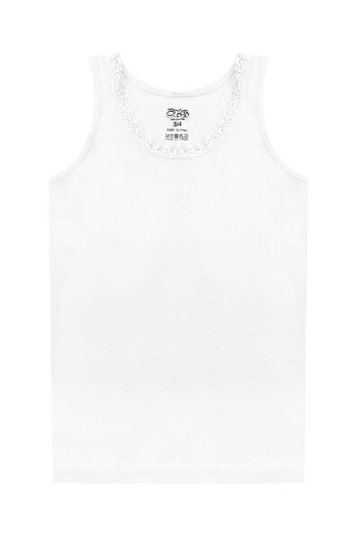 Öts Tricou pentru fete, 100% bumbac, cu bretele groase, cu detaliu din dantel...
