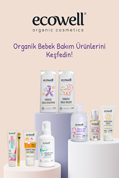 Ecowell Organik Bebek Ve Çocuk Temizleme Jeli, Vegan Sertifikalı, Şampuan, Duş Jeli Sabun Parabensiz 500ml
