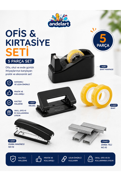 andelart Ofis seti No 10 zımba makinası + 1000 li 1 Paket zımba + bant kesici...