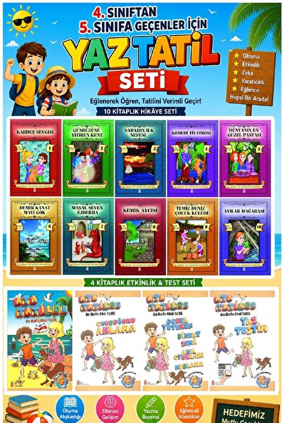 Ata Yayıncılık 4.Sınıftan 5.Sınıfa Geçenler İçin Ata Tatilde Seti +10 lu Hika...