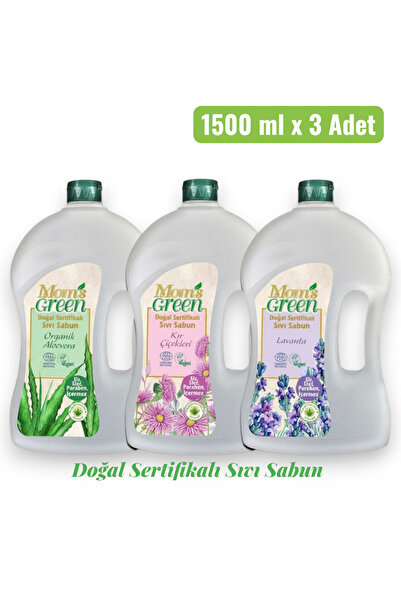 Mom's Green Doğal Sertifikalı Sıvı Sabun Seti (Lavanta-Kır Çiçekleri-Aloevera...