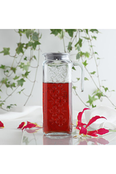 LAV Bloom Cam Sürahi Tekli 1,2 L Kulplu Pembe Plastik Kapaklı