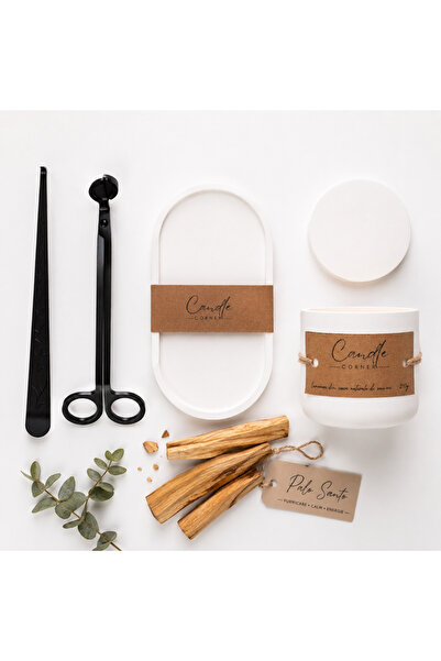 Candle Corner Set lumânări parfumate Palo Santo, suport pentru lumânări, acce...
