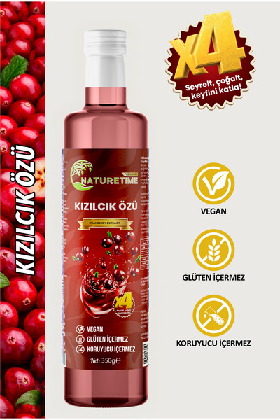 Naturetime Premium Kızılcık Özü 350 gr Katkısız Doğal Organik Pestisit & Ağır...
