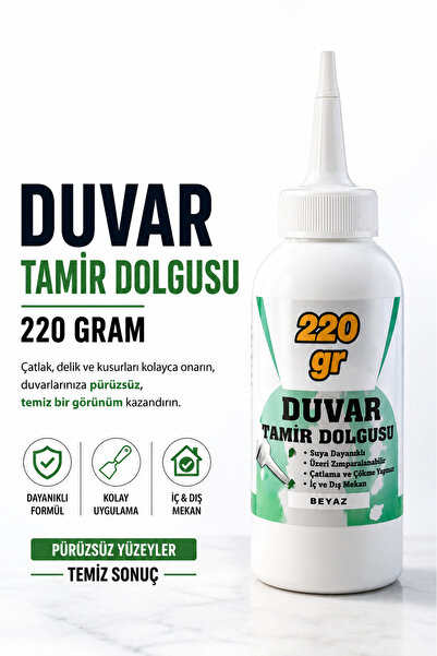 NZB Pratik Duvar Çatlak Delik Giderici Tamir Dolgusu ( 220 gr ) Beyaz Macun B...