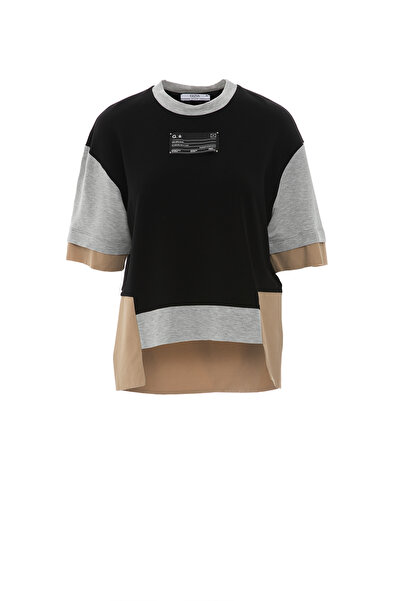 GIZIA SPORT Ön Beden Etiket Detaylı Asimetrik Model T-shirt