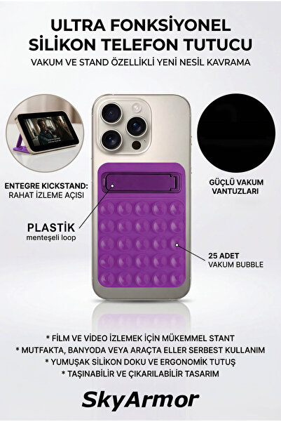 MTL Standlı Silikon Telefon Tutucu – Aynaya ve Cama Yapışan Vantuzlu Selfie S...