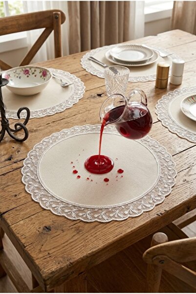 Rona Home Ecru Round Supla American Service Set 6 Pieces Stain Resistant Liqu...