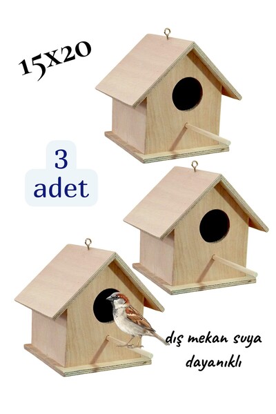 değerli hobi Ahşap Kayın Kuş Yuvası Kuş Evi Dış Mekan Suya Dayanıklı 3 Adet 1...