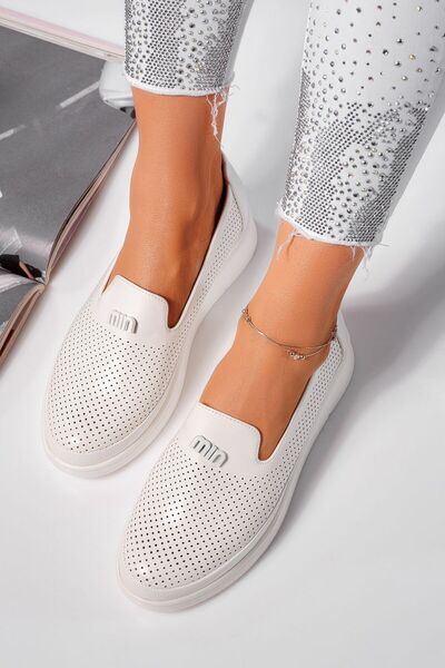 Zaira Pantofi casual dama albi din piele ecologica Janet #21645 - 39