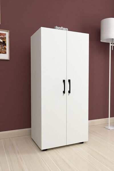 Bofigo 3 Raflı 2 Kapaklı Klasörlük Dolabı Mutfak Dolabı Banyo Dolabı Çok Amaçlı Dolap Fulya Beyaz