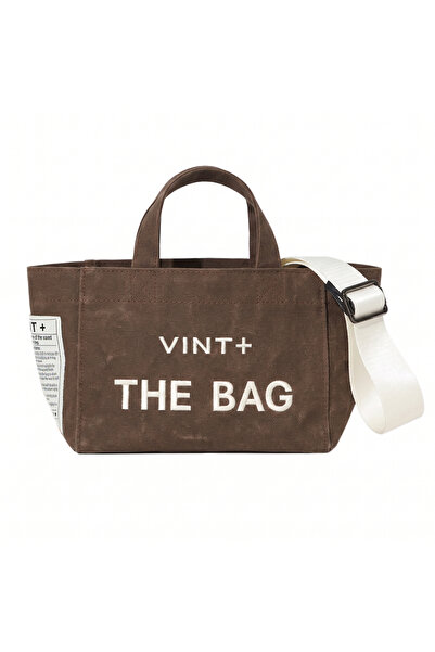 vintplus FERMUARLI MUMLU KANVAS TOTE ÇANTA - MİNİ - KAHVE