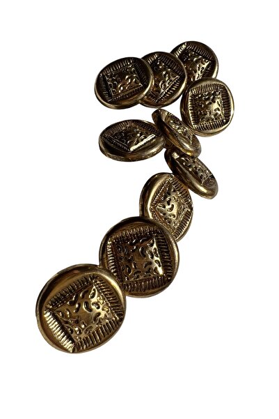 Kare Merkezli Metalize Antik Gold 2,3 Cm 5 Adet Büyük Düğme