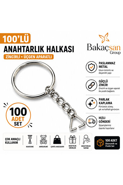 bakacsan 100 de bucăți de inele pentru brelocuri cu lanț și dispozitiv triung...