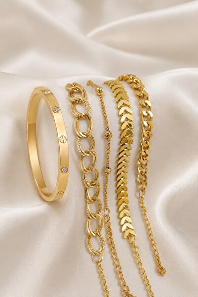 X-Lady Accessories Altın Kaplama Kadın Lüks Trend aşk Kombin Bileklik - 2397