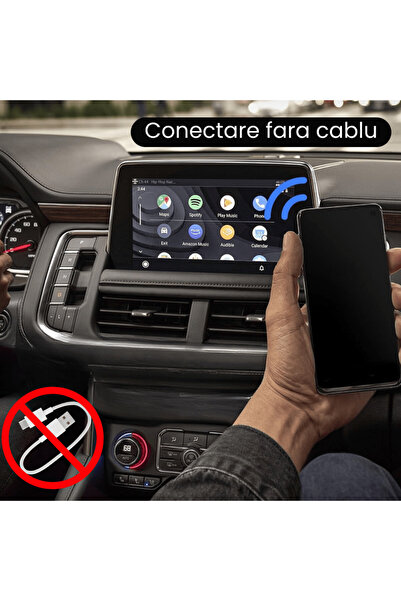 HASEPE Modulator auto wireless 2 în 1 Carplay și Android Auto, compatibil cu IOS 10+ și Android 11+