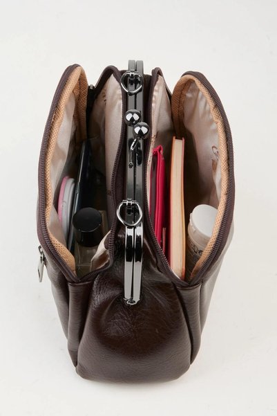 Morlex Women's Bitter Brown 4-Compartment Bag with Lined Scholarships and Zipper Closure, Handbag and Shoulder Bag