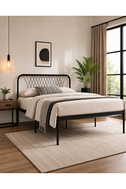 TrentonGCC Modern Black Metal Bed Frame – Platform Bed with Strong Steel Fram...