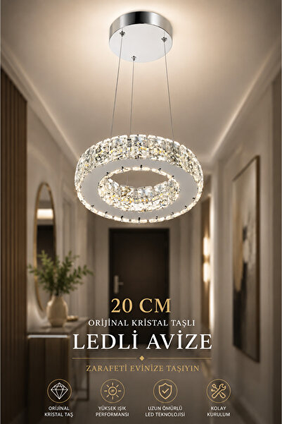 VENON Parıltı Tekli 20 Cm Ledli Plaket Kristal Taş Işlemeli 3 RENK Ara Hol Mu...