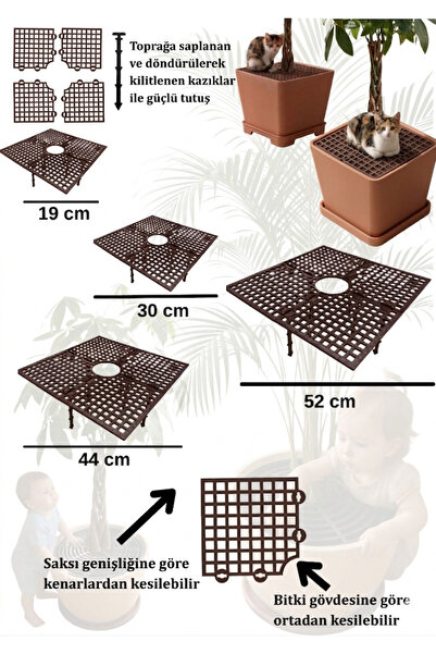 Together Pet Saksı Koruma Izgarası. - Kare - 30 cm - (Saksı kedi koruması, sa...