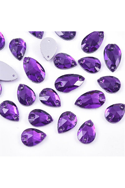 Gymo Premium Kalite Altı Düz Delikli Dikme Kristal Taş Teardrop 10.5*18mm P05...