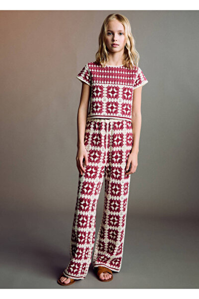 MANGO Kids Düz kroşe pantolon