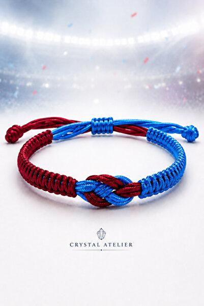 Crystal Atelier Bordo Mavi Sonsuzluk Makrome Bileklik Ayarlanabilir Unisex Ta...
