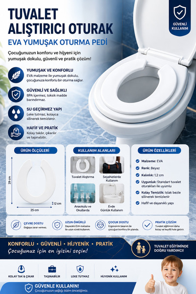 nextbuy Çocuk Klozet Minderi Tuvalet Alıştırıcı Oturağı Lazımlık Kaydırmaz Yı...