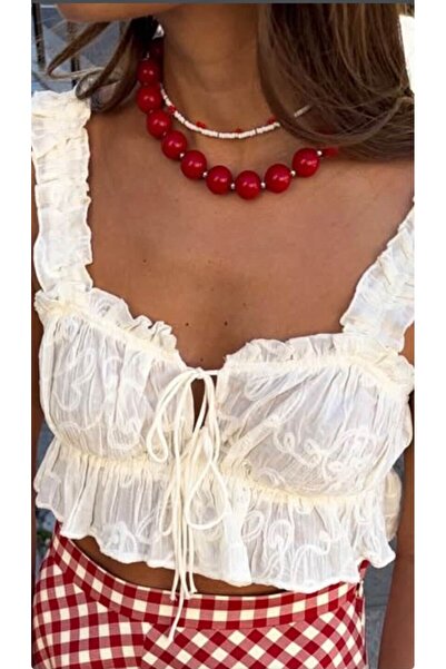 Histakı Red Bead Necklace 16 mm